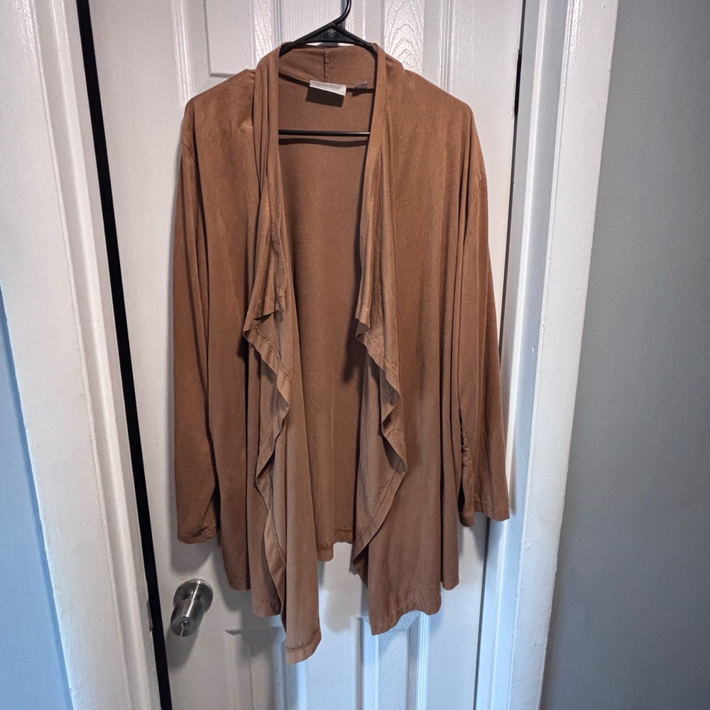 Avenue Tan Cape with Open Front and Long Sleeves